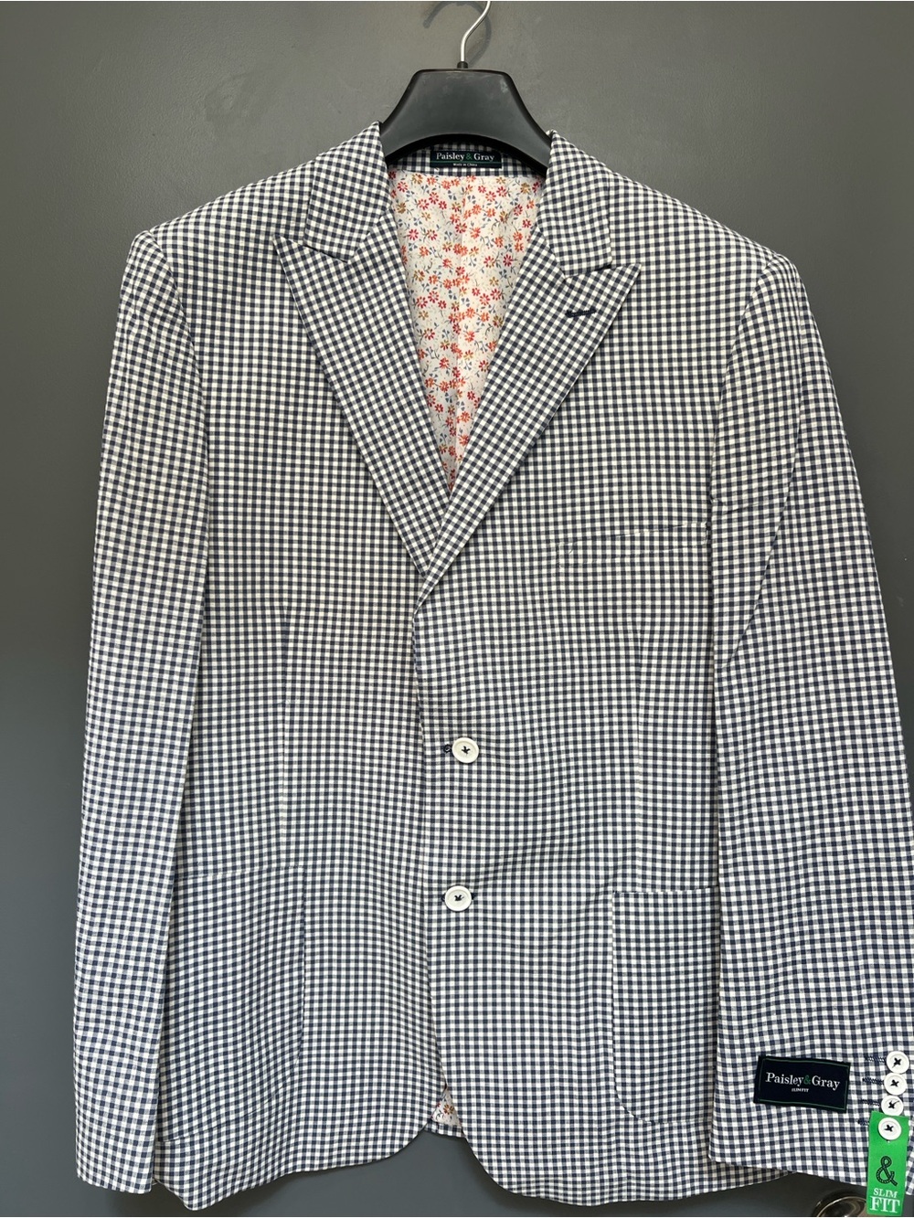 Paisley & Gray Navy and White Gingham Sport Coat